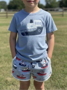 Tugboats! 100% Organic Made in Brooklyn Matching Set (Size 8)